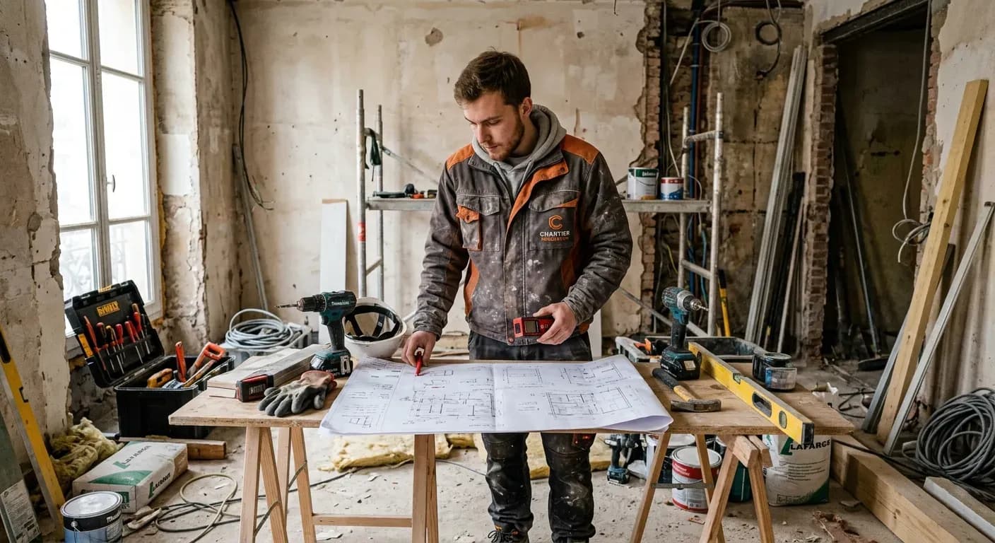 Artisan préparant son premier chantier de rénovation