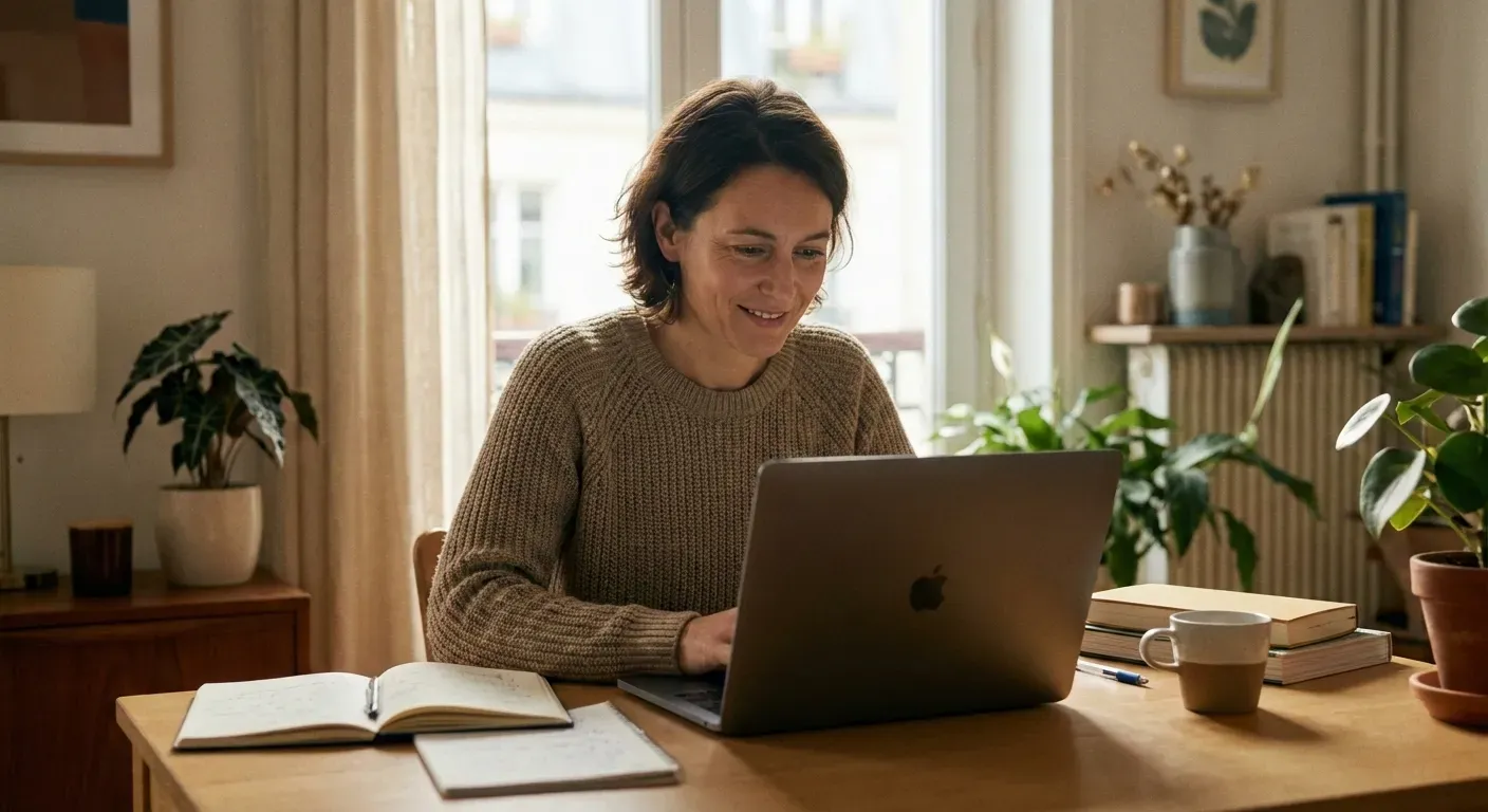 Journée internationale de l’éducation : adulte se formant en ligne depuis son domicile