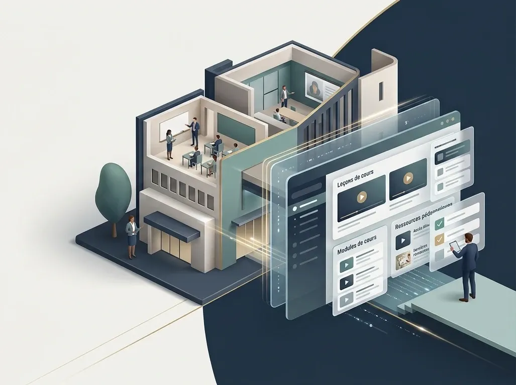 Digitalisation et hybridation des formations, représentation illustrative.