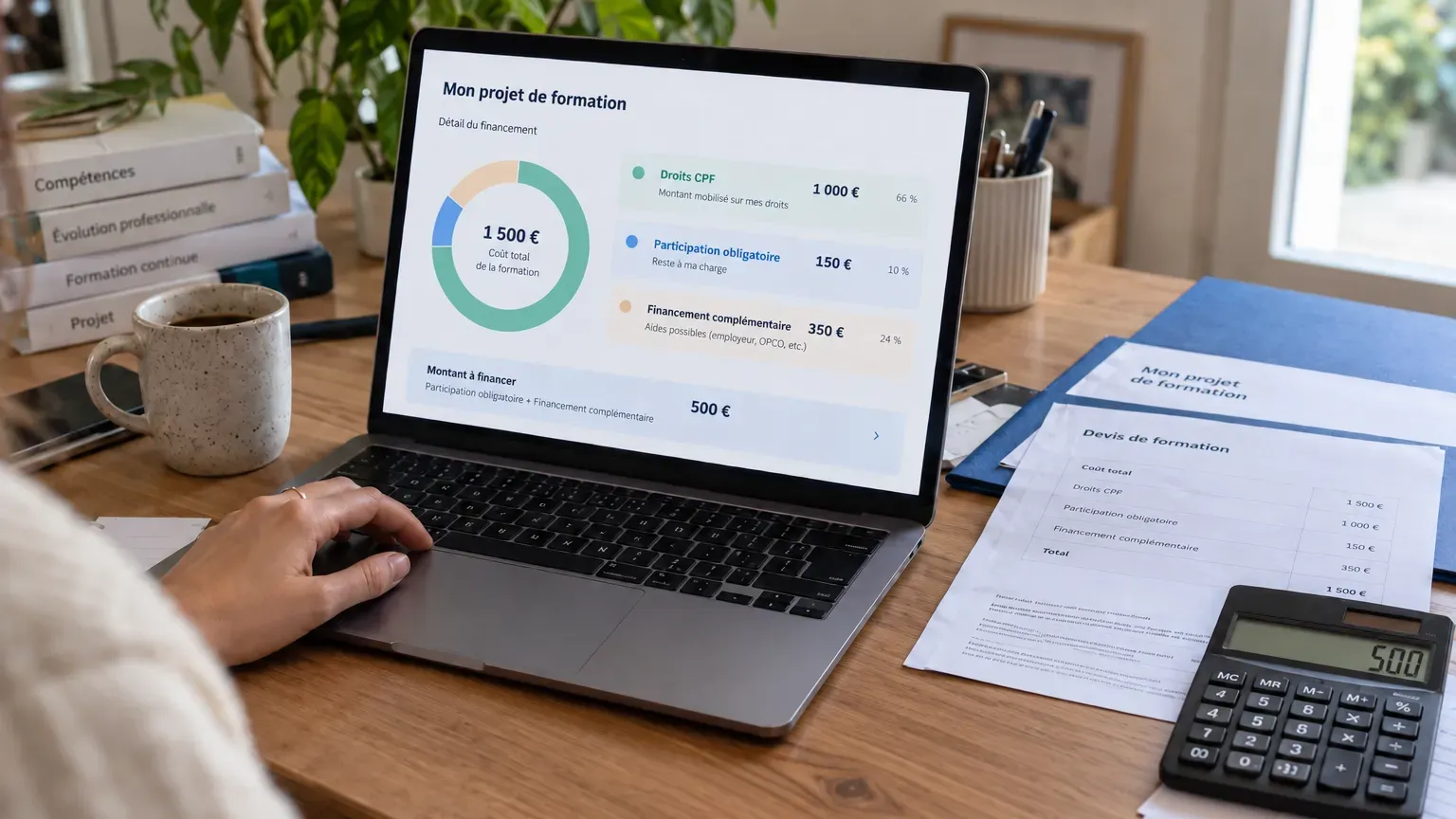 Simulation du financement d’une formation avec participation financière obligatoire du CPF